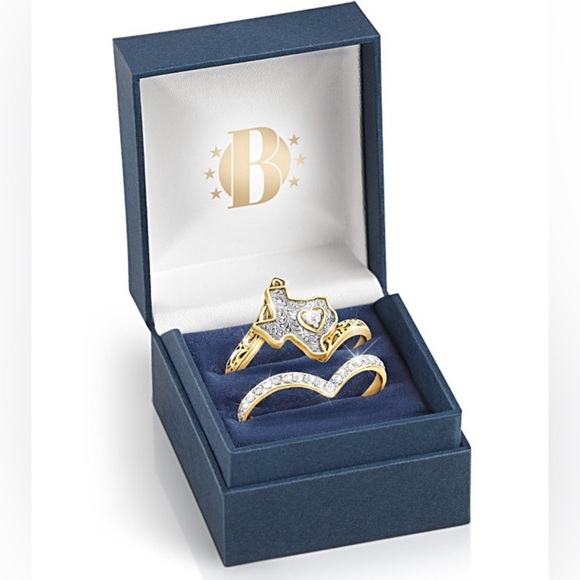 The Bradford Exchange Jewelry - NEW - “Heart Of Texas" Topaz And Diamond Women's Stacking Ring. Size 10